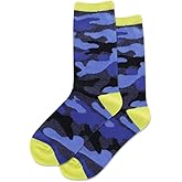 Hot Sox Kid's Camouflage Crew Socks 1 Pair, Denim Heather, Kid's Small/Medium
