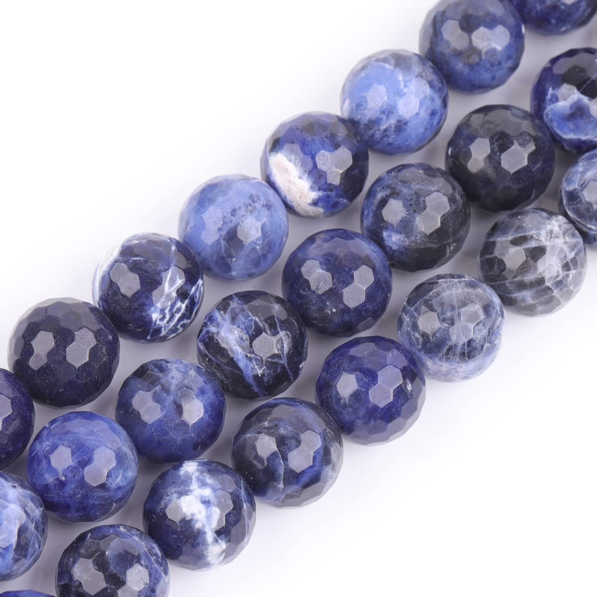 Sweet & Happy Girl's Store 12mm Round Faceted Gemstone Sodalite Beads Strand 15 Inch Jewellery Making Beads
