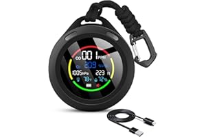 SIMBOW Carbon Monoxide Detector, Carefor CF-5R Portable CO Detector Oxygen Monitor, 6-in-1 Air Quality Meter Detects CO, O2, Atmosperic Pressure, Altitude, Temperature, Humidity