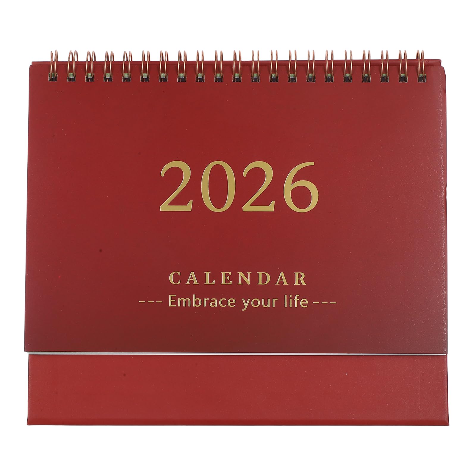 STOBOK Small Desktop Calendar 2026 Standing Flip Calendar 2025.07-2026.12 Monthly Portable Planner for Office School Red