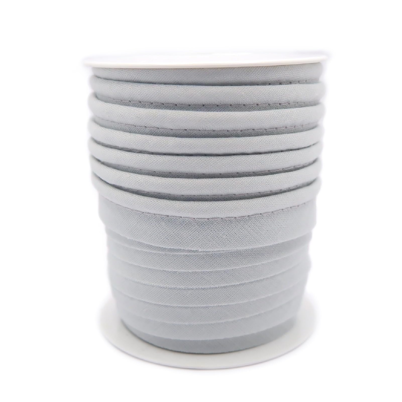 TEXTEX = Piping for Sewing, Decoration, and Crafts. Composition 50% Cotton and 50% Polyester. Total Width of 15mm, Cord of 5mm, and Flap of 10mm. 10 Meter Reel - (Light Grey)
