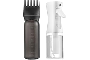 PAIRSWIND Root Comb Applicator Bottle, Hair Applicator Bottle and Continuous Bottle Hair Oiling Applicator Bottle for Hair Dye Fine Continuous Water Mister for Hairstyling (Grey)