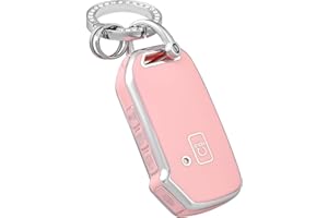 OFFCURVE for Kia Key Fob Cover with Keychain Special Key Fob Case Cover Holder for Kia Kia Rio Optima Soul Sportage Sorento Carens Accessories Smart Keyless Remote Key Protector, Pink