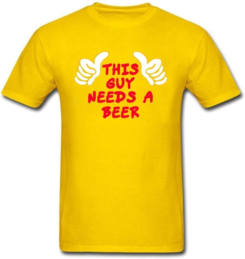 ANDYCO Tees Men This Guy Needs A Beer Graphic Crewneck Shirts