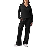 PINSPARK 2 Piece Sets for Women 2025 Fall Outfits Sweatsuit Loose Fit Sweatshirt Wide Leg Sweatpants Matching Set Tracksuit