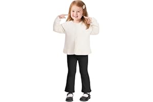 Witwot Toddler Girls Fleece Lined Pants Winter Warm Flare Leggings Cotton Baby Girl Clothes Size 18M-5T