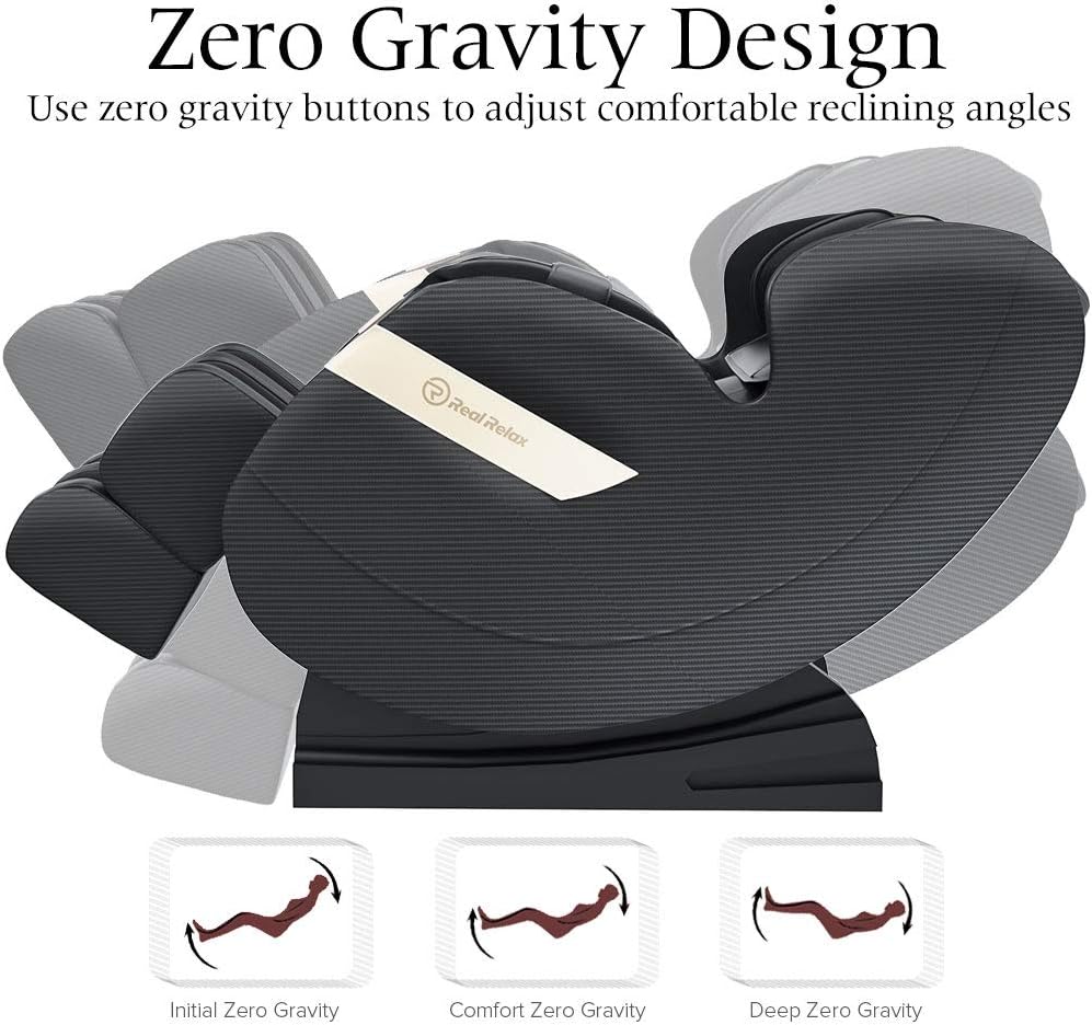 Real Relax 2020 Massage Chair, Full Body Zero Gravity Shiatsu Recliner with Bluetooth and Led Light, Black: Kitchen & Dining