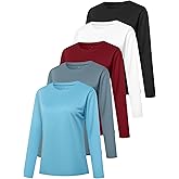 HovSiyla 5 Pack Women Long Sleeve Shirts Running T Shirts for Women Black Grey White Azure Burgundy XX-Large