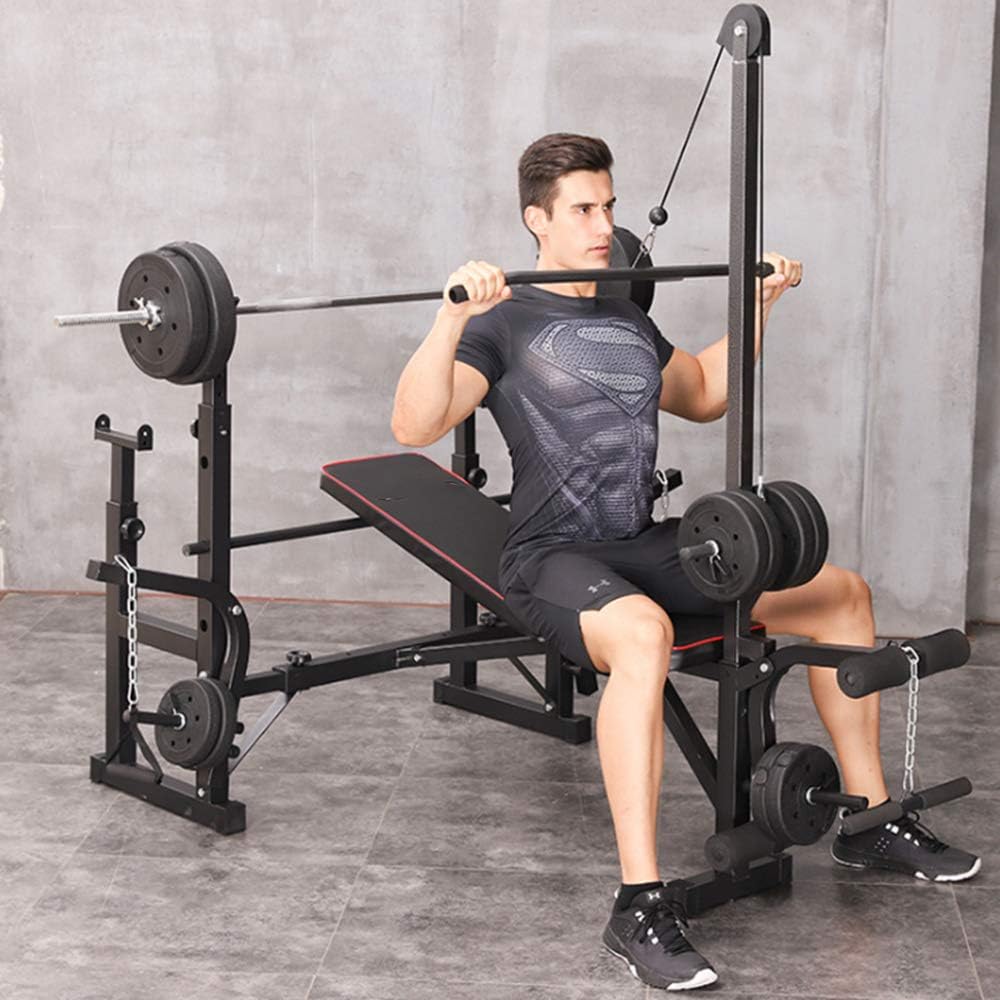 Multifunctional Weight Bench Press Squat Rack，Workout Station for Home Gym
