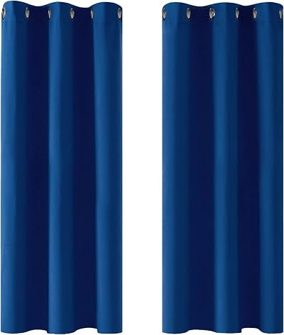 Deconovo Thermal Insulated Blackout Curtains Eyelet 2 Panels Royal Blue 42 x 54