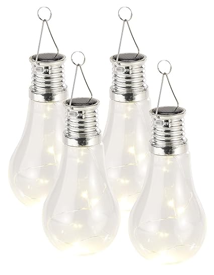 Lunartec Solarbirne: 4er-Set Solar-LED-Lampen in Glühbirnen-Form, 3 warmweiße LEDs, 2 Lumen (Solar Birnen)