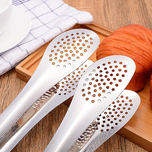 Stainless Steel Serving Tongs Salad Tongs BBQ Tongs Heavy Duty Cooking Tongs Food Tongs for Salad, Buffet Party Serving, Toast Bread, Ham, Frying, Barbecue, Pastry, Sandwich（3 Pack） - Thumbnail 3