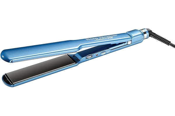BaBylissPRO Nano Titanium & Ceramic Ultra-Slim Hair Straightener, Extra-Long Dual Voltage Flat Iron with Floating Plates