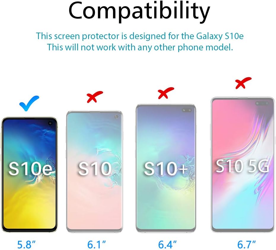 MP-MALL 3-Pack Screen Protector Compatible with Samsung Galaxy S10e 5.8-inch, Not Fit for Galaxy S10, S10 Plus, Tempered Glass Installation Frame