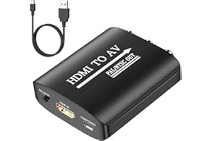 Setuact HDMI to AV Converter, HDMI to RCA Converter, Supports PAL/NTSC for Apple TV, Roku, Fire Stick, Blu-ray, DVD Player, Older TV, Projector, etc