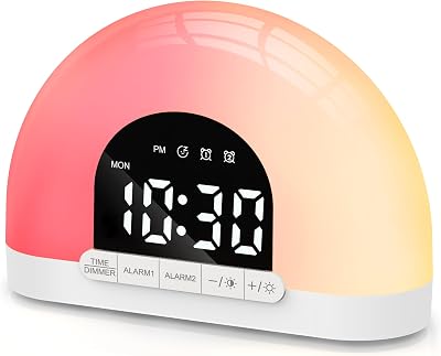 Te-Rich Sunrise Alarm Clock Wake Up Light with Dual Alarms 9 Colours 10