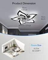 YUNLONG Smart Ceiling Fan with Lights Alexa Google Assistant Black view 7