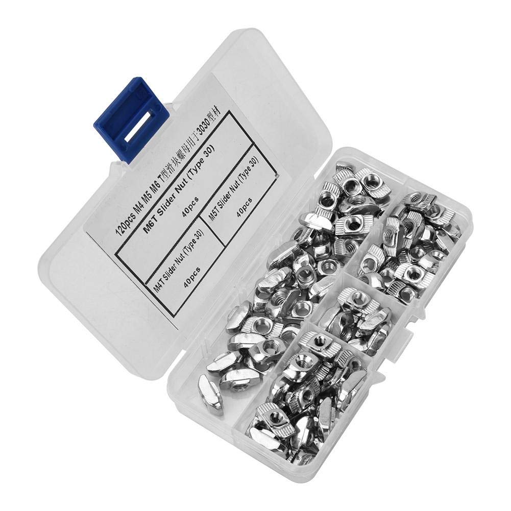 Yanmis T-Nuts, M4 M5 M6 T Slot Sliding Nut of for Building Industrial Aluminum Frame Structures, 120Pcs, 3030 Series