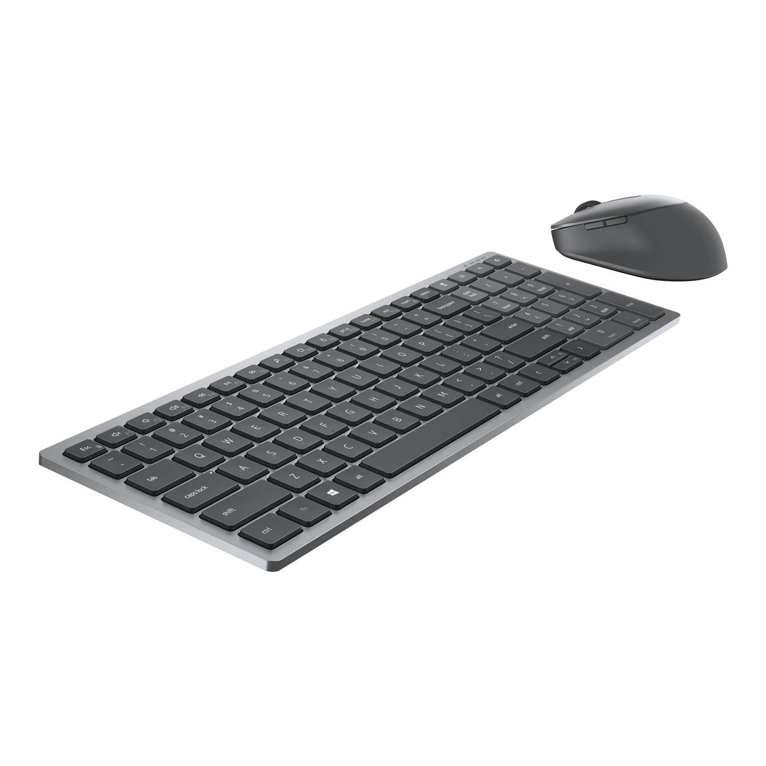 Dell KM7120W Multi-Device Wireless Keyboard and Mouse, UK (QWERTY), Numeric Keypad, 2.4GHz, Bluetooth 5.0, 1600 dpi, Compatible with Windows, Chrome, Android, and Mac, (Grey)