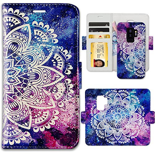 Galaxy S9 Plus Case, ZUSLAB Unique Pattern Design Folio Wallet, Slim Detachable Magnetic Hard Case, Card Slots Carrying Flip Cover for Samsung S9 Plus, 2018 (Nebula Mandala)
