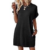 EVALESS Womens Summer Dresses 2026 Fashion Short Sleeve Cute Spring Mini Dress Crewneck Casual Beach Vacation Dresses