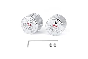 FIASRAC 2 Pack Front Axle Nut Cover Axle Caps Set, Aluminum CNC Front Nut Cover Cap Skull Style Compatible with Harley Sportster Softail Electra Road Street Glide 2002-2022 (Chromed 3D)