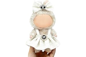 UEUO Clothes for LABUBU 17cm Doll (NO Doll), Outfit for LABUBU, Dress and Hairpin Set for LABUBU Dress Up, Fashion and Premium Dolls Accessories for LABUBU (Style F)