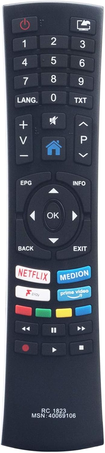 VINABTY RC1823 Replacement Remote Control Fit for Medion Smart Full HD TV LIFE P13901 (MD 31373)