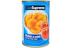 Club Supreme Peach Halves in Light Syrup - Handpicked and Packed with Premium Quality for Snacking, Baking, and Nutritional B