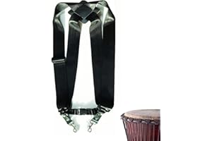 Padded Djembe Shoulder Strap, Adjustable Percussion Drum Strap, Comfortable Wide Shoulder Harness for Snare Drum & Adults, Bl
