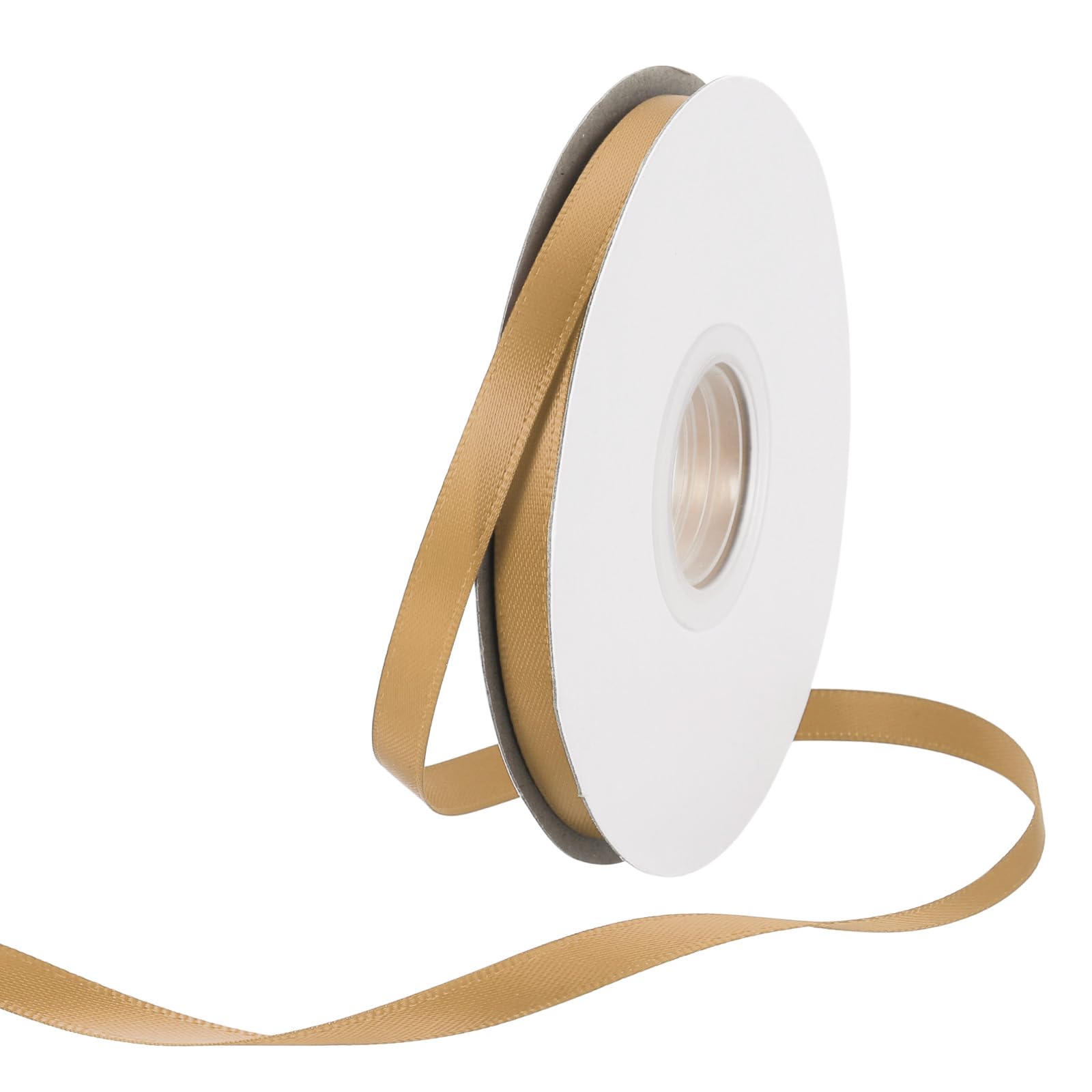 Rebower 6mm Satin Ribbon 46m Thick Double Face Grosgrain Silk Ribbon, [for Gift Wrapping, Hair Bows, Wedding, Cake, Flower] - 50 Yard/150ft/ Gold