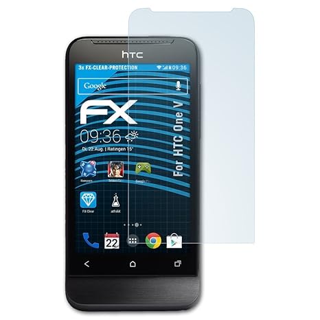 atFolix Schutzfolie kompatibel mit HTC One V Folie, ultraklare FX Displayschutzfolie (3X)