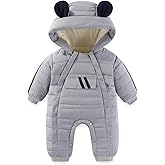 JiAmy Baby Snowsuit Baby Bear Hooded Winter Outfit Double Girl Boy Zipper Winter Clothes Romper