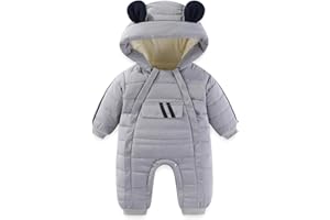 JiAmy Baby Snowsuit Baby Bear Hooded Winter Outfit Double Girl Boy Zipper Winter Clothes Romper