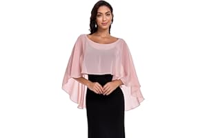 Pukguro Sheer Shawls and Wraps for Evening Dresses Chiffon Capes for Women Soft Wedding Cover Up