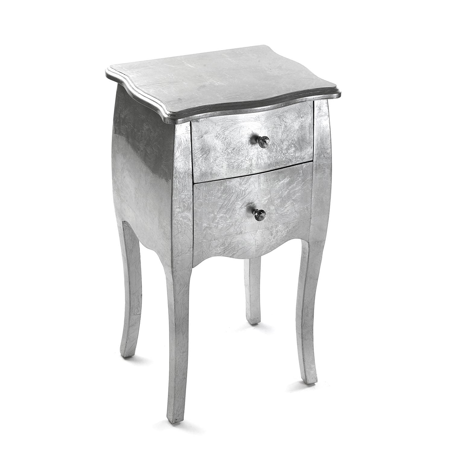 Versa Cagliari Bedside table Small or auxiliary table Ideal for the Bedroom or Living room, with 2 drawers, Measurements (H x L x W) 71 x 35 x 40 cm, Wood, Colour Silver