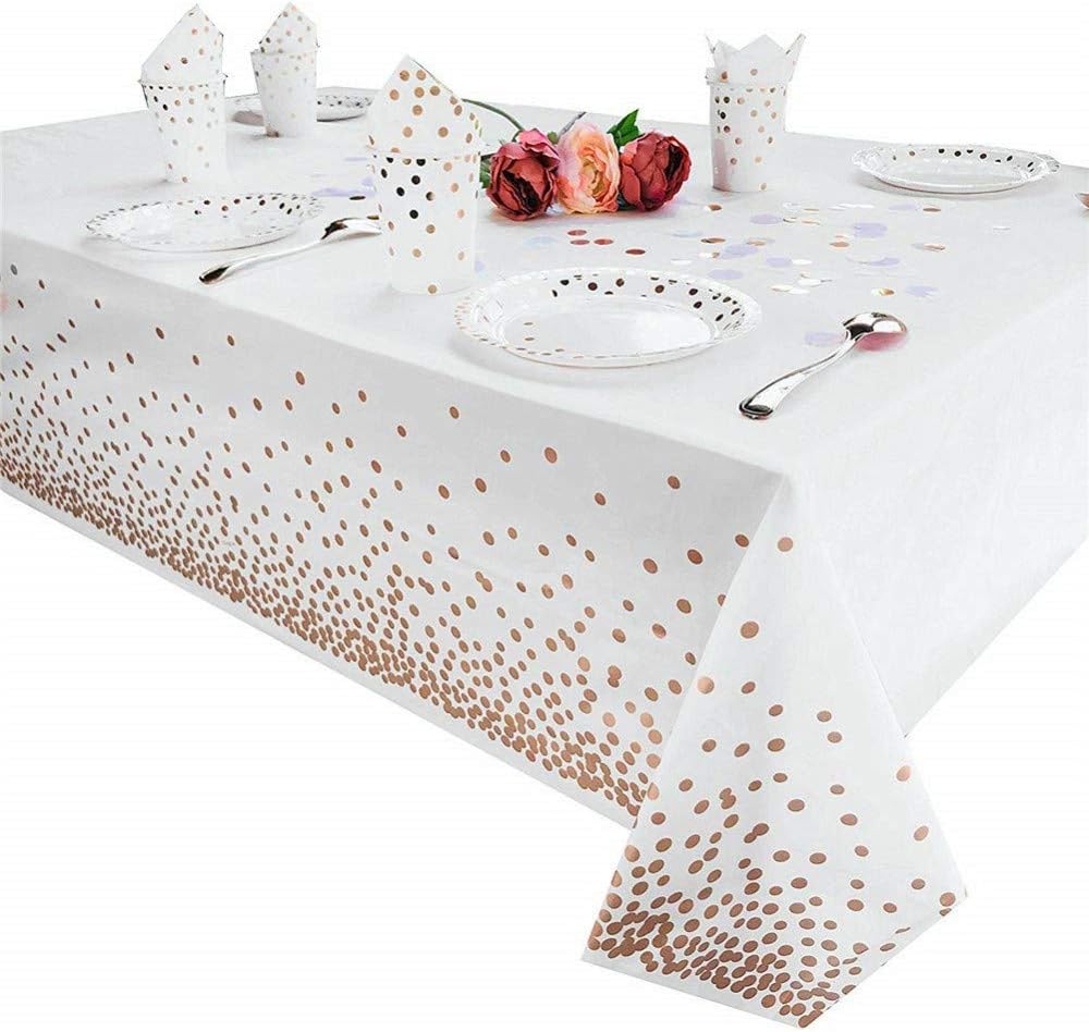 Tukcherry Plastic Tablecloths for Rectangle Tables Party Table Cloths Disposable,Rectangular Table Covers, for Parties Thanksgiving Christmas Wedding, Anniversary, (Rose)