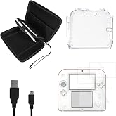 JDGPOKOO 5 in 1 Accessories Kit for Nintendo 2DS, Carrying Case for 2DS, Clear Shell Case, 2 Set Screen Protectors and Charging Cable Compatible with Nintendo 2DS ONLY