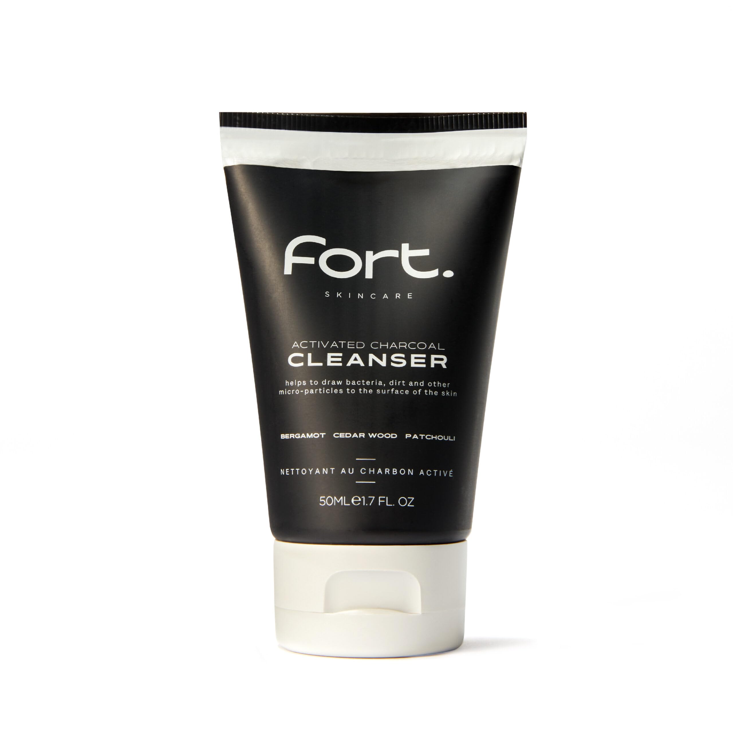 Fort Skincare - Activated Charcoal Cleanser for Men - 50ml - Improves Skin - Removes Dirt - Controls Oil - Bergamot, Cedar Wood & Patchouli - with Natural Ingredients - Ideal for all Skin Types