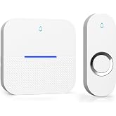 AIDA Lighted Wireless Doorbell for Home, Waterproof Battery Doorbell Wireless 1,000ft Range, 5 Volume Levels with 58 Chimes &amp; LED Flash on Receiver (White, 1 Button &amp; 1 Receiver)