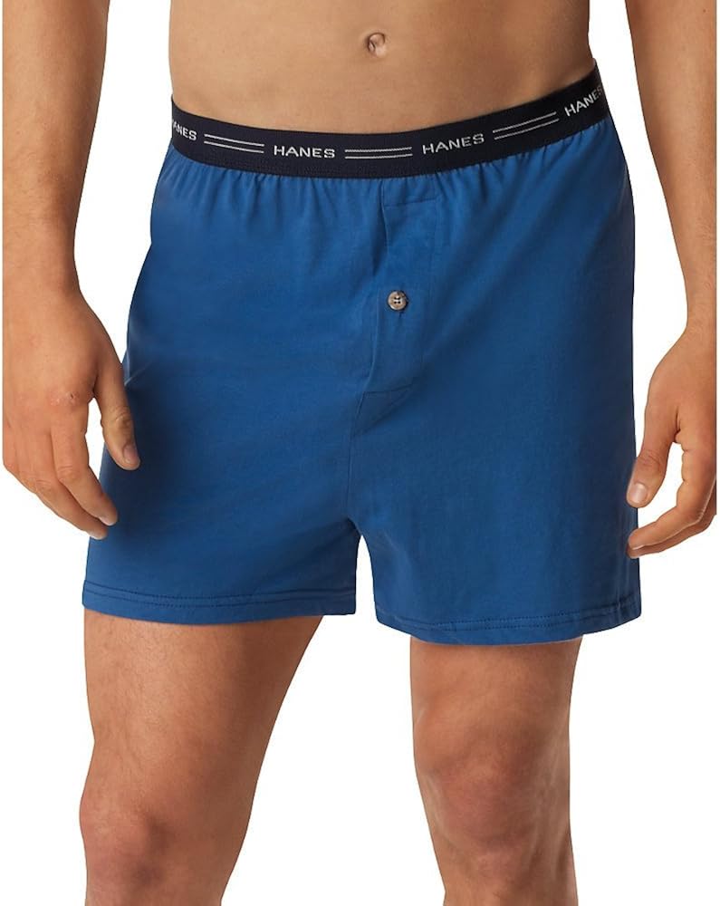 Hanes Men's 5-Pack Exposed Waistband Knit Boxers at  Men’s Clothing store