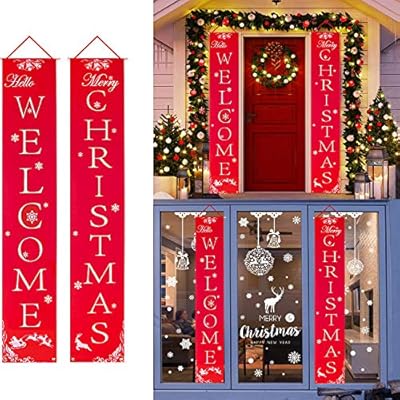 Amazon Com Merry Christmas Banner Aywewii Christmas Porch Sign Christmas Decorations Indoor Outdoor Christmas Signs Decor For Home Wall Door Office Garage Garden Outdoor