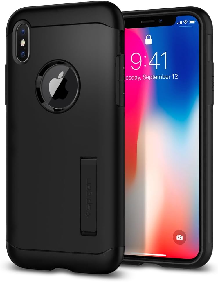 Spigen Slim Armor iPhone X Case with Air Cushion Technology and Hybrid Drop Protection for iPhone x (2017) - Black
