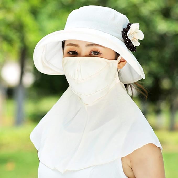 Amazon 夏用帽子レディースアウトドア日よけ帽子花柄幅広いツバuvカット顔用シェード付きお洒落なバケットハットのツバ サイクリング漁師帽子 ベージュ バイザー 通販