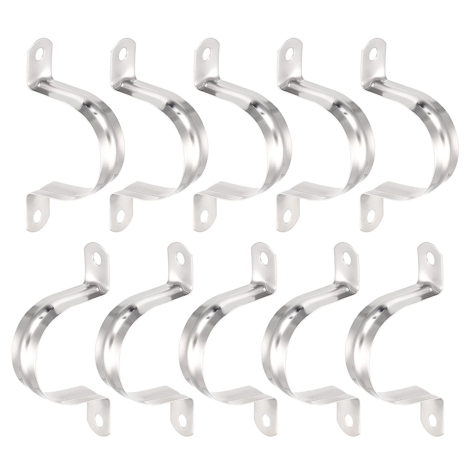 DTGN 18mm(W) Two Hole Strap - 25Pack - Good for Industrial 42mm Dia Pipe - 201 Stainless Steel Rigid Pipe Strap Clamp - Silver Tone