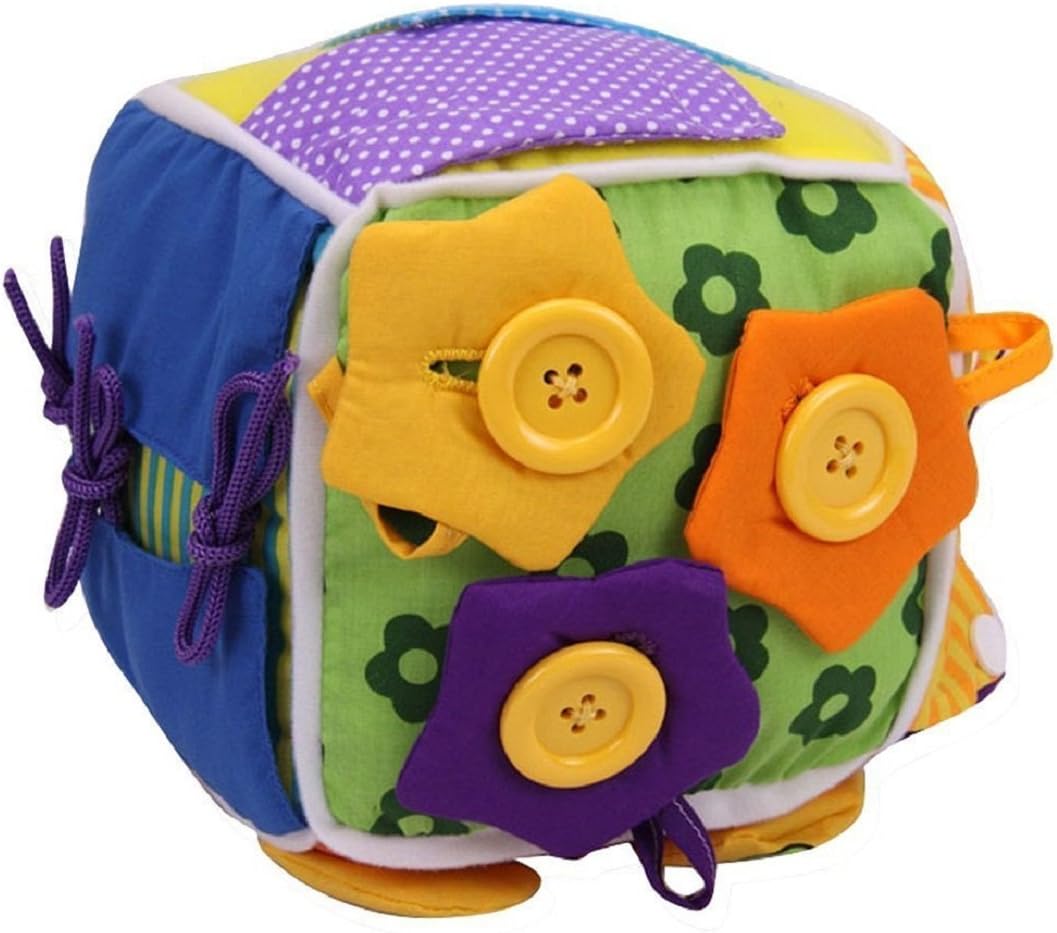 Amazon 知育玩具 布製玩具 立方体玩具 おもちゃ ボタン ジッパー 靴ひも結び バックル スナップボタン マジックテープ 練習 ライフスキル 生活能力練習 子供 キッズ 布のおもちゃ おもちゃ