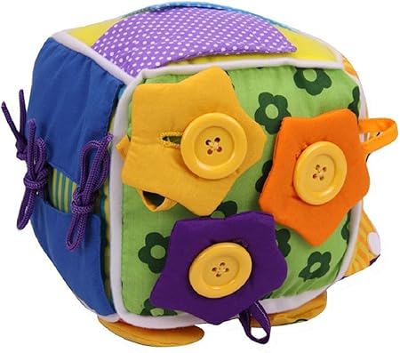 Amazon 知育玩具 布製玩具 立方体玩具 おもちゃ ボタン ジッパー 靴ひも結び バックル スナップボタン マジックテープ 練習 ライフスキル 生活能力練習 子供 キッズ 布のおもちゃ おもちゃ