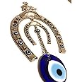 Bion, Horseshoe Evil Eye Wall Hanging with Elephant, Decorative Wall Hanging, Horseshoe Evil Eye with Elephant Home Protection Wall Decor (X-Large)
