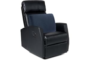 MABOZOO Memory Foam Back Support Cushion for Recliner Chair,Lumbar Support Pillow for Elderly,Extra Large Lumbar Support Pillow with Extension Straps,Navy Blue