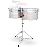 Latin Percussion LP258SLP Tito Puente Thunder Timbales, Steel with Stand
